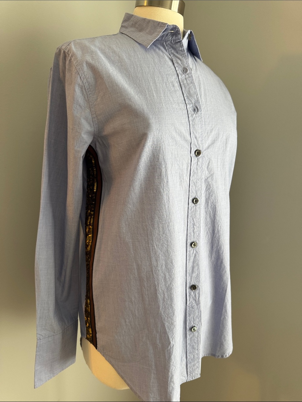 J Crew NWT Women’s Button-Down Side Trim Shirt - Blue, Size 6